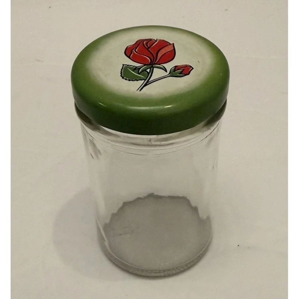 Vintage Hickory Farms Preserves 2.5 oz Ball Jar with Floral Lid